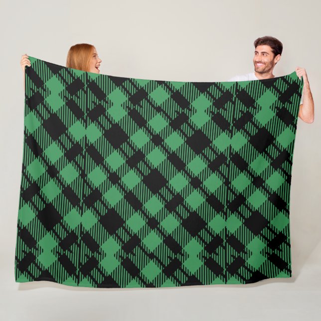 Classic Holiday Green Checkered Pattern  Fleecefilt (På plats)