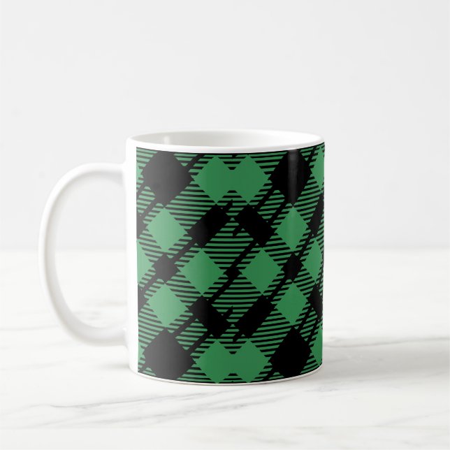 Classic Holiday Green Checkered Pattern  Kaffemugg (Vänster)