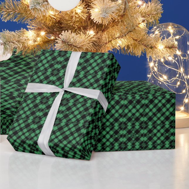 Classic Holiday Green Checkered Pattern  Presentpapper (Helgdagar)