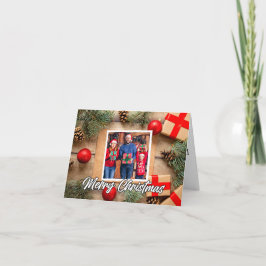 Classic Holiday Photo Template Merry Christmas Helgkort