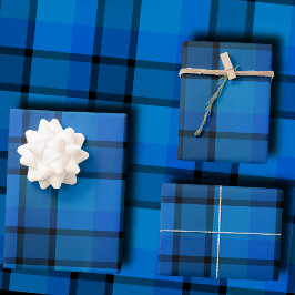 Classic holiday plaid navy blue Christmas Gift