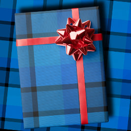 Classic holiday plaid navy blue Christmas Gift Presentpapper