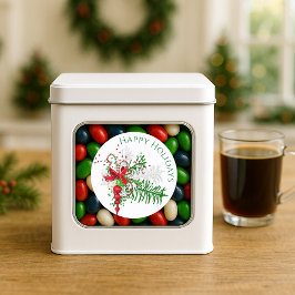 Classic Holiday Red White Candy Cane Green Foliage Runt Klistermärke