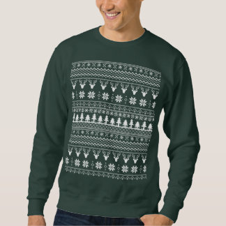 Classic Holiday Reindeer Christmas Sweater Pattern Lång Ärmad Tröja