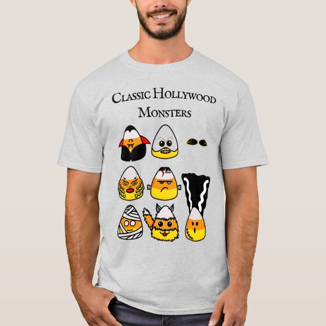 Classic Hollywood Monsters Candy corn T Shirt (Framsida)