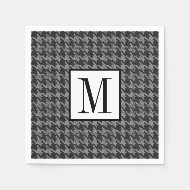 Classic Houndstooth Black Monogram Mönster Manar Pappersservett (Framsidan)
