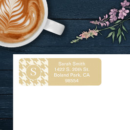 Classic Houndstooth Mönster Beige Tan and White Returadress Etikett