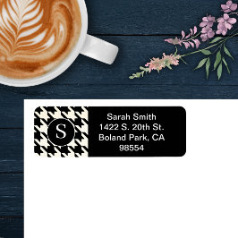 Classic Houndstooth Mönster Black and White Returadress Etikett