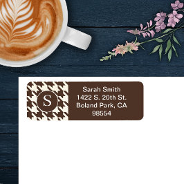 Classic Houndstooth Mönster Mörk Brown and White Returadress Etikett