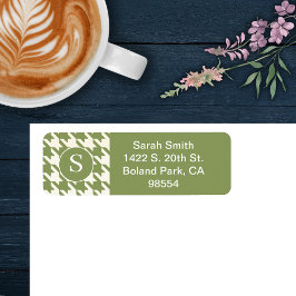 Classic Houndstooth Mönster Sage Grönt and White Returadress Etikett