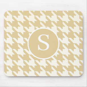 Classic Houndstooth Tan Beige & White Monogram Musmatta