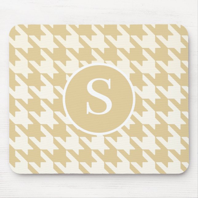 Classic Houndstooth Tan Beige & White Monogram Musmatta (Framsidan)