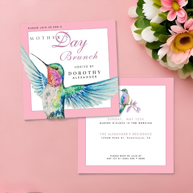 Classic Hummingbird Mors dag Brunch-inbjudan Inbjudningar (Skapare uppladdad)