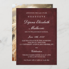 Classic I Burgundy Studenten Inbjudningar