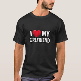 Classic I Love My Girlfriend White Text Red Heart  T Shirt