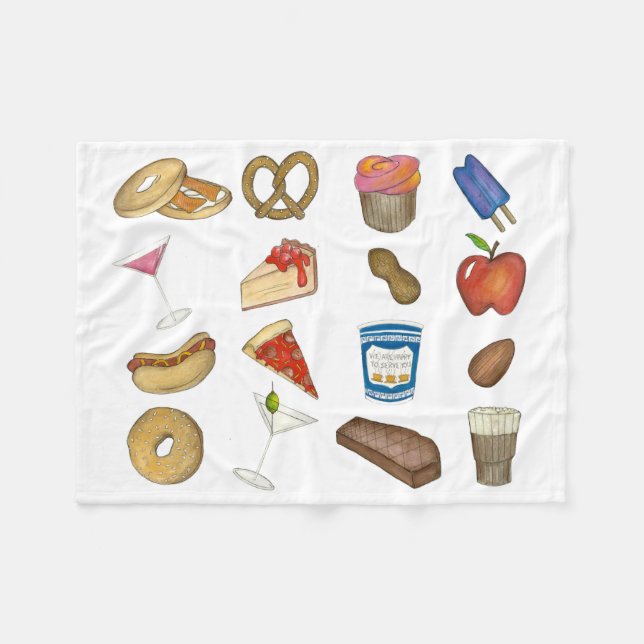 Classic Iconic NYC New York City Mat Foodie Fleecefilt (Framsidan (Horisontell))