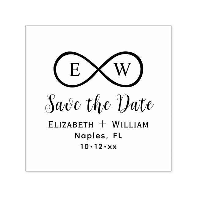 Classic Infinity Monogram Wedding Save the Date Självfärgande Stämpel (Design)