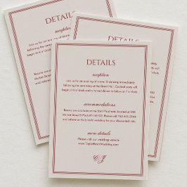 Classic Ivory and Burgundy Wedding Details Tilläggskort