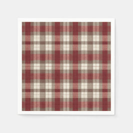 Classic Ivory Brown Rust Red Plaid Pattern Pappersservett