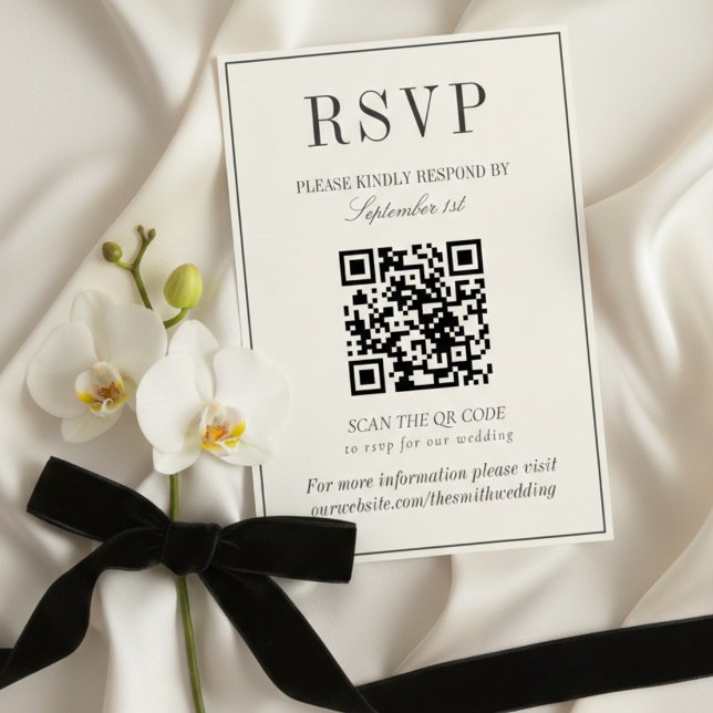 Classic Ivory Damask Rococo Pattern Wedding QR OSA Kort (Skapare uppladdad)
