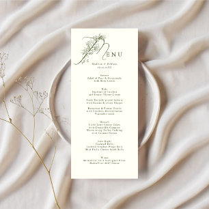 Classic Ivory Moss Grönt Botanical Bröllop Meny