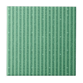 Classic Jade Green Glitter Style Vertical Stripes Kakelplatta