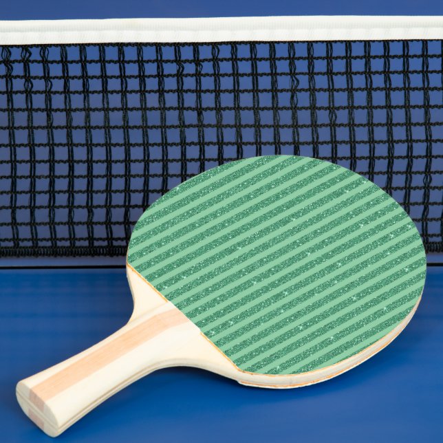 Classic Jade Green Glitter Style Vertical Stripes Pingisracket (Insitu)