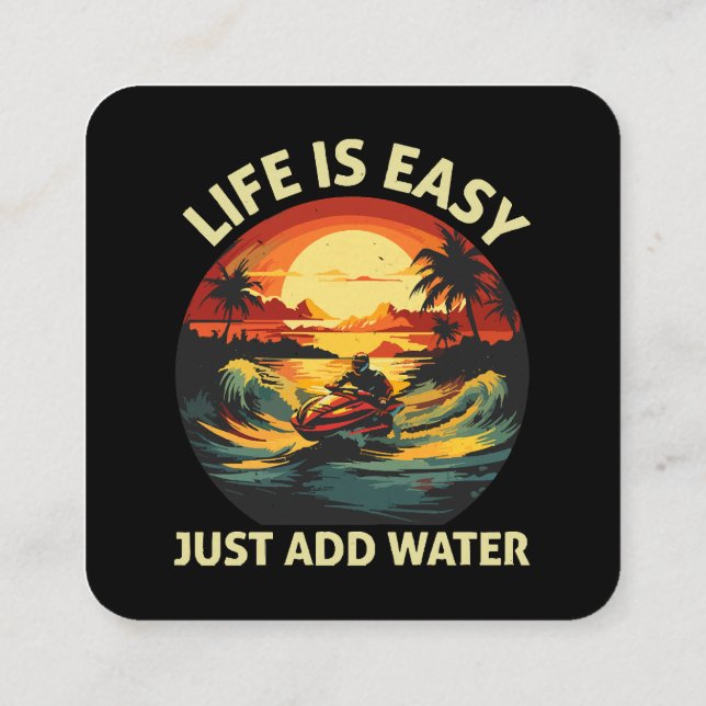 Classic Jet Ski skier Fyrkantigt Visitkort (Baksida)