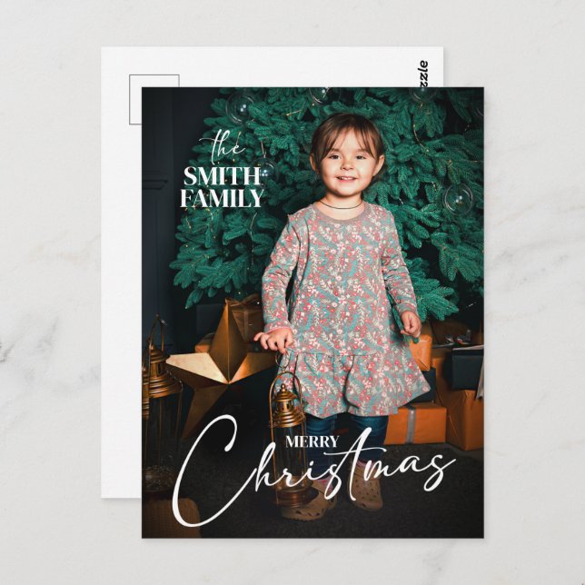 Classic Joy God jul Helgdag Kids Photo Vykort (Fram/baksida)