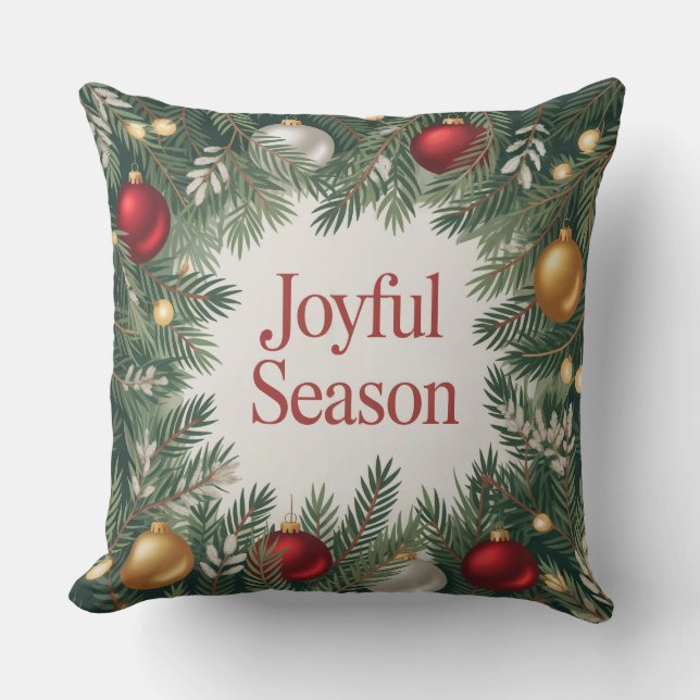 Classic Joyful Wreath Kudde (Framsida)