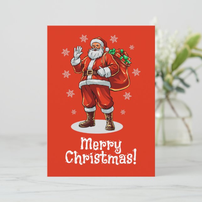 Classic Jultomten som tar med sig Julklapp Julkort (Stående Fram)