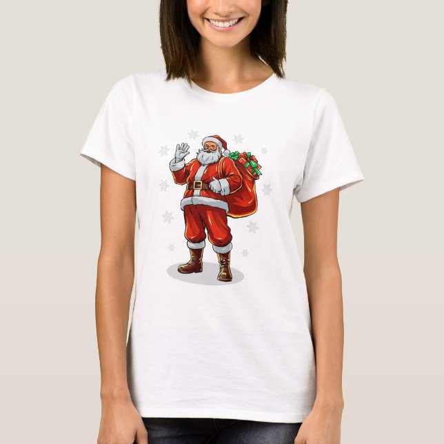 Classic Jultomten som tar med sig Julklapp T Shirt (Framsida)