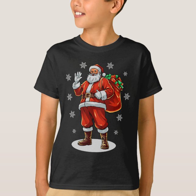 Classic Jultomten som tar med sig Julklapp T Shirt (Framsida)