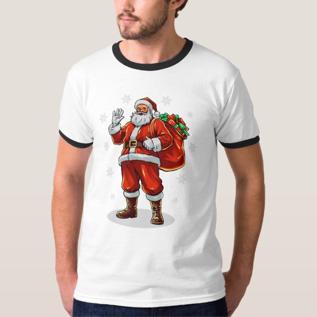 Classic Jultomten som tar med sig Julklapp T Shirt (Framsida)
