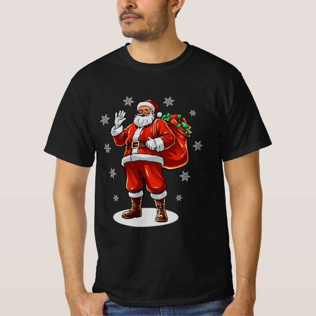 Classic Jultomten som tar med sig Julklapp T Shirt (Framsida)