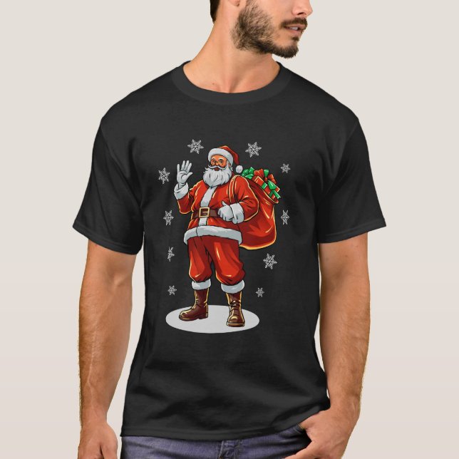 Classic Jultomten som tar med sig Julklapp T Shirt (Framsida)