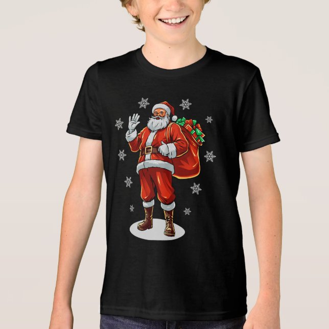 Classic Jultomten som tar med sig Julklapp T Shirt (Framsida)