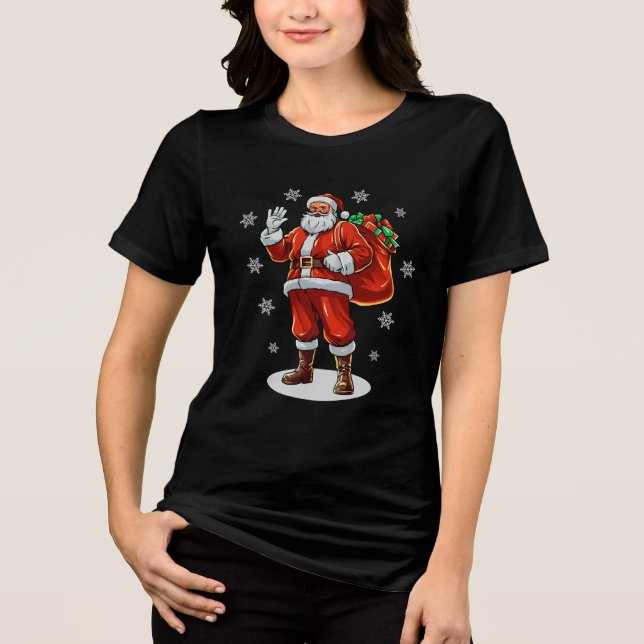 Classic Jultomten som tar med sig Julklapp T Shirt (Framsida)