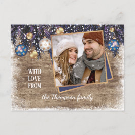 Classic Kärlek Säsonhälsningar Woodgrain Mönster Vykort