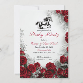 Classic Kentucky Derby Party Invitation Red Roses  Inbjudningar