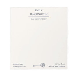 Classic Key Gray Real Estate Agent Anteckningsblock