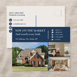 Classic Key Just Listed Navy Real Estate Agent Vykort