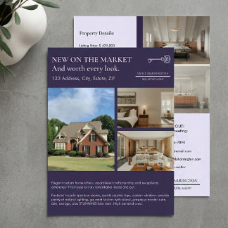 Classic Key Listing Purple Real Estate Agent Reklamblad