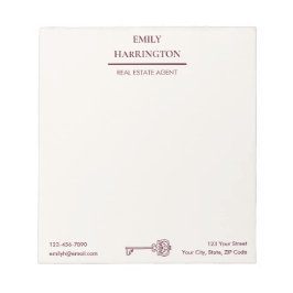 Classic Key Maroon Real Estate Agent Anteckningsblock