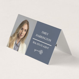 Classic Key QR Code Gray Real Estate Agent Visitkort