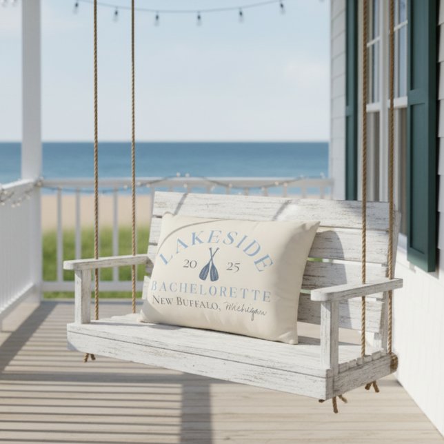 Classic Lake Möhippa Tjejhelg Prydnadskudde (Kick back at the lake with this coastal Classic Lake Bachelorette Girls Weekend Accent Pillow!)