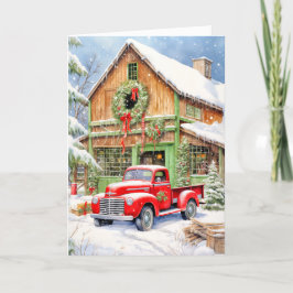 Classic Land Winter Farmhouse God jul Helgkort
