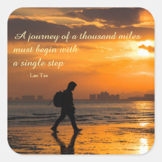 Classic Lao Tzu Journey Quote Fyrkantigt Klistermärke