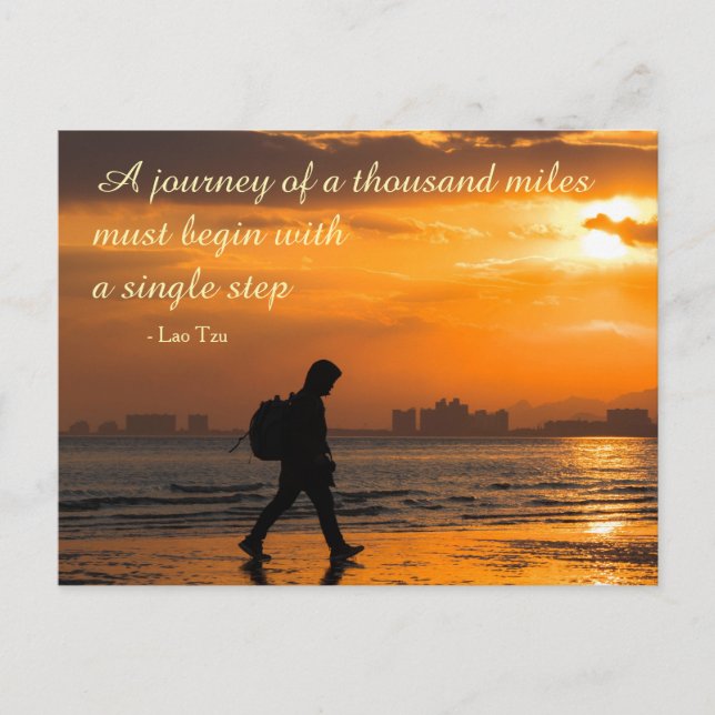 Classic Lao Tzu Journey Quote Vykort (Framsida)