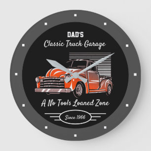 Classic Lastbil Garage Pappa någon Namn Chevy Bla Stor Klocka